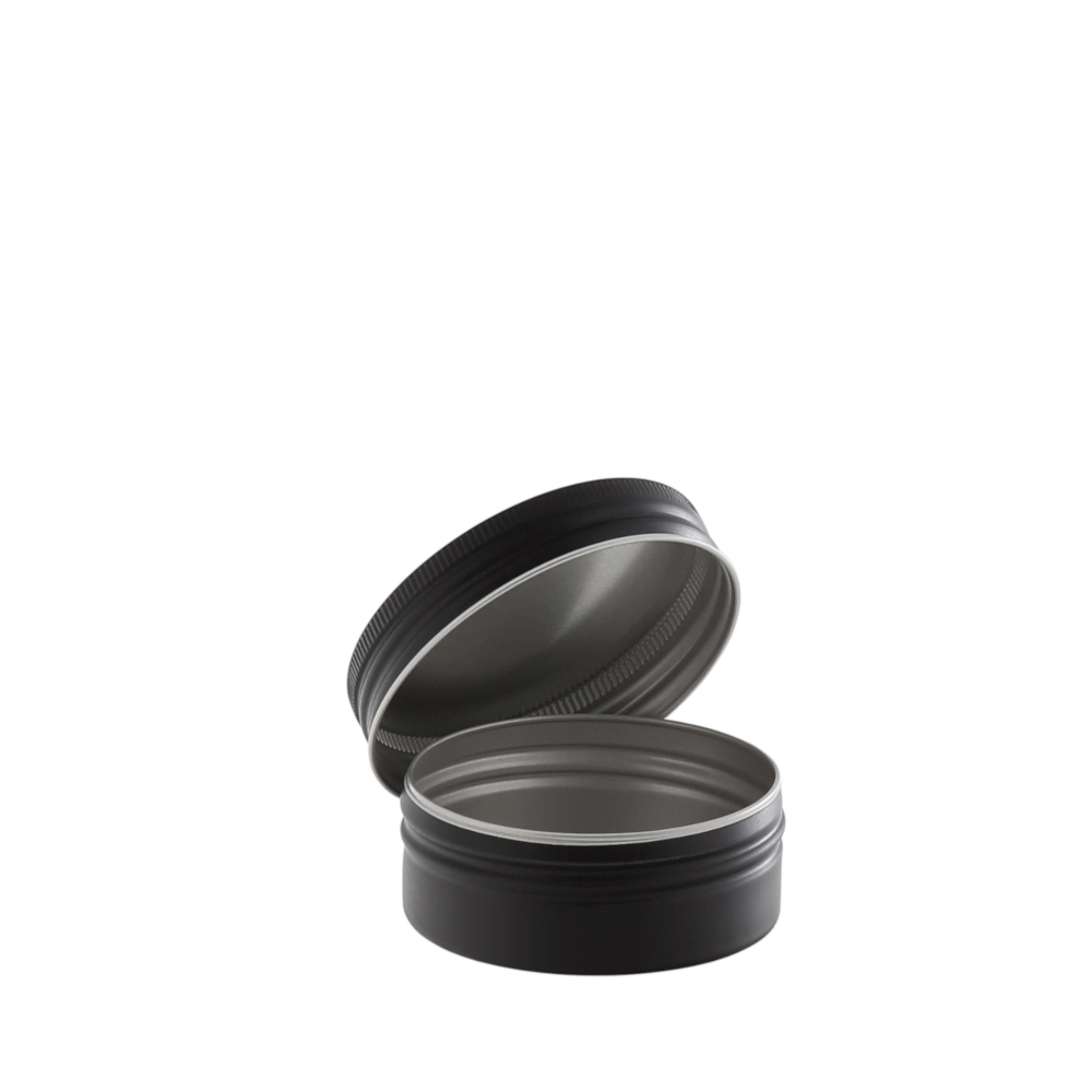 Alu screw-cap tins 56/23 black 50 ml