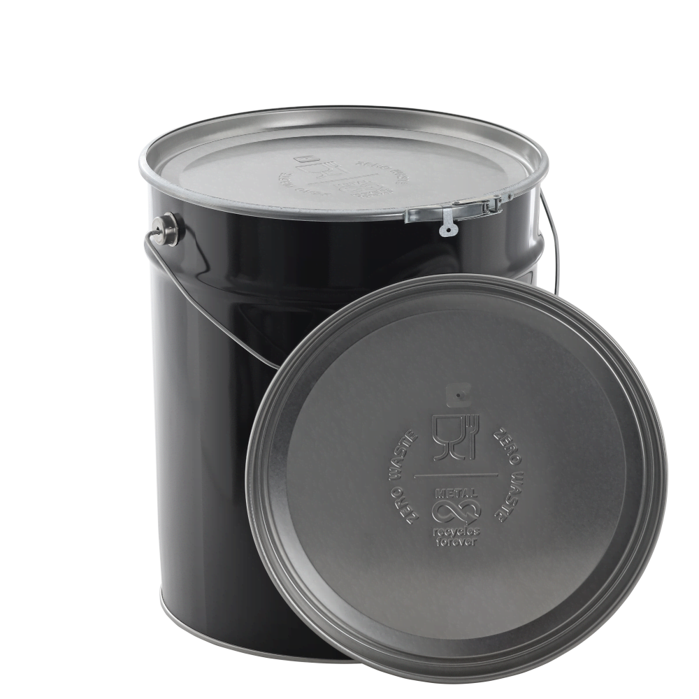 Coffee roasting pails 30 litre black with vent hole and lid embossing